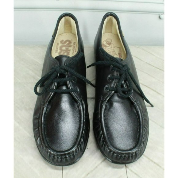 SAS Black Leather Slip On Moccasins Loafer Ankle Shoes Size 8 Narrow - Picture 5 of 7